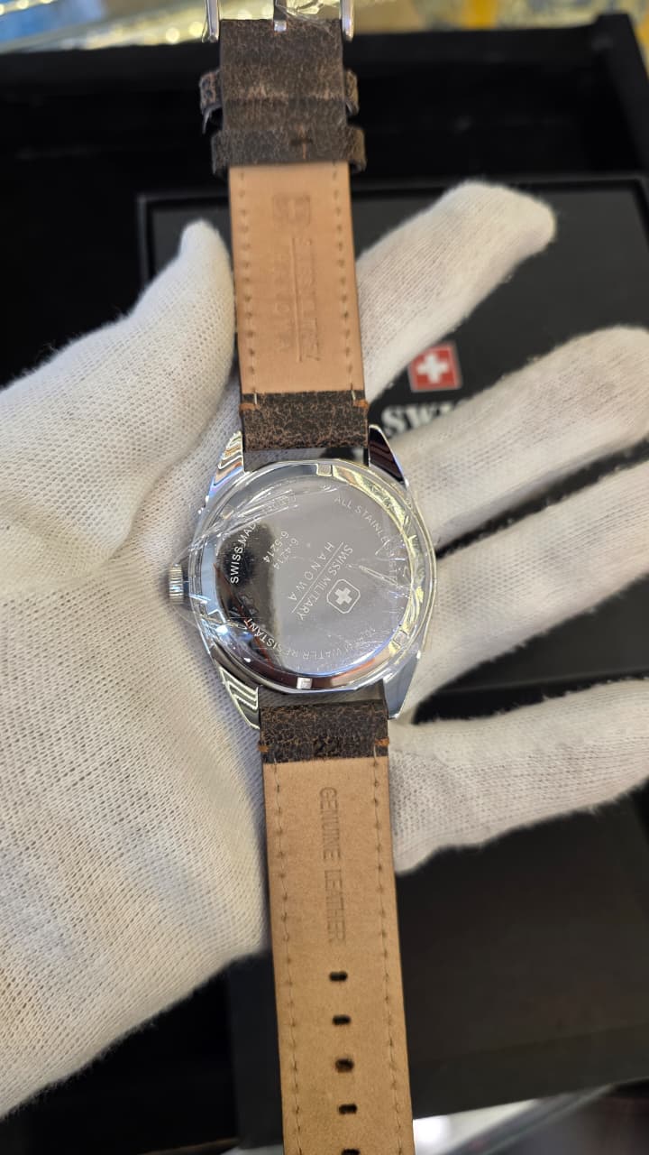 Swiss Military Hanova Gents Black Leather Strap Sergeant Watch Ref:6-4181.13.007