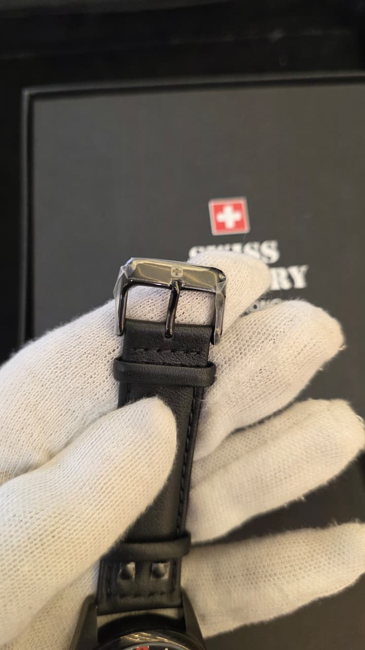 Swiss Military Hanova Gents Black Leather Strap Sergeant Watch Ref:6-4181.13.007