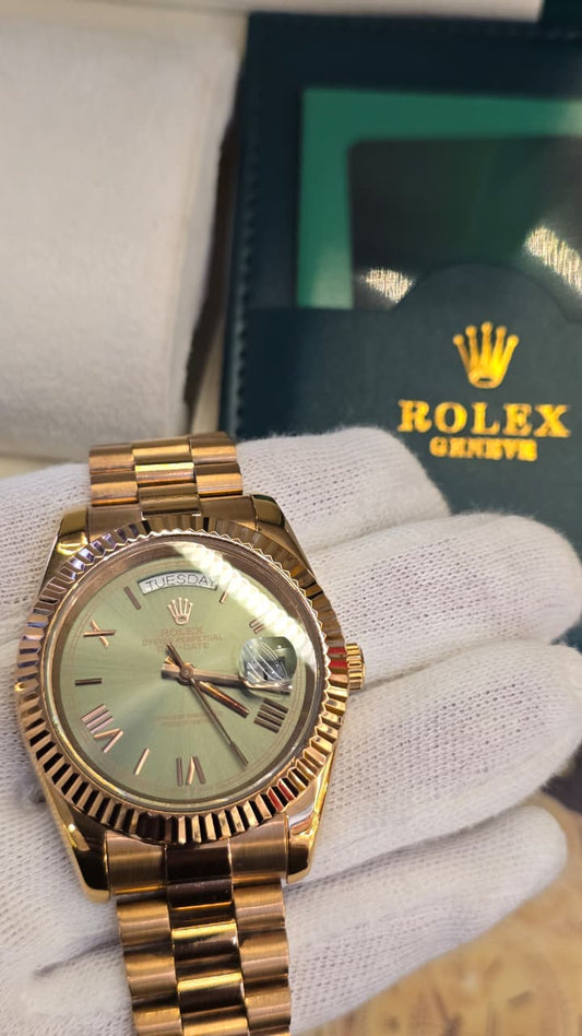Rolex Day-Date Automatic Rose Gold Olive Dial