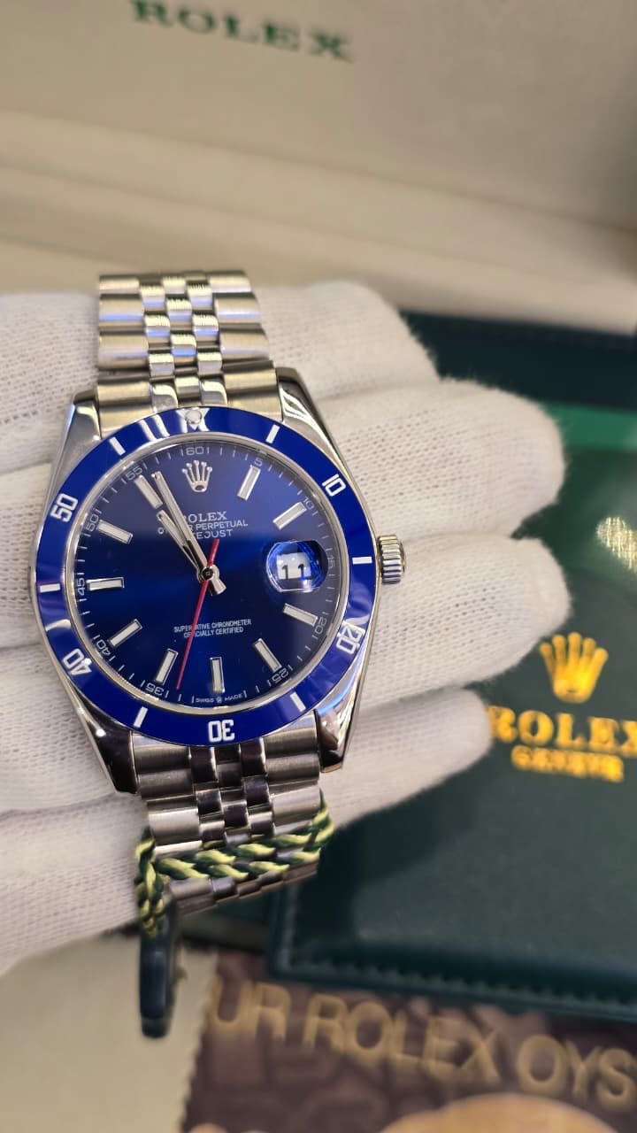 Rolex Datejust Automatic Silver Jubilee Blue BAZEL And Dial