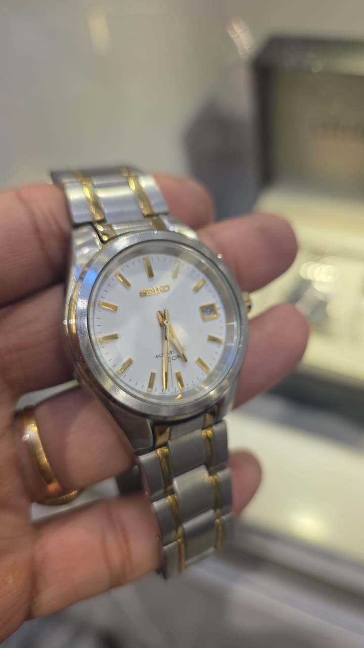 Seiko Kinetic energy Two-tone silver Gold White Dial
