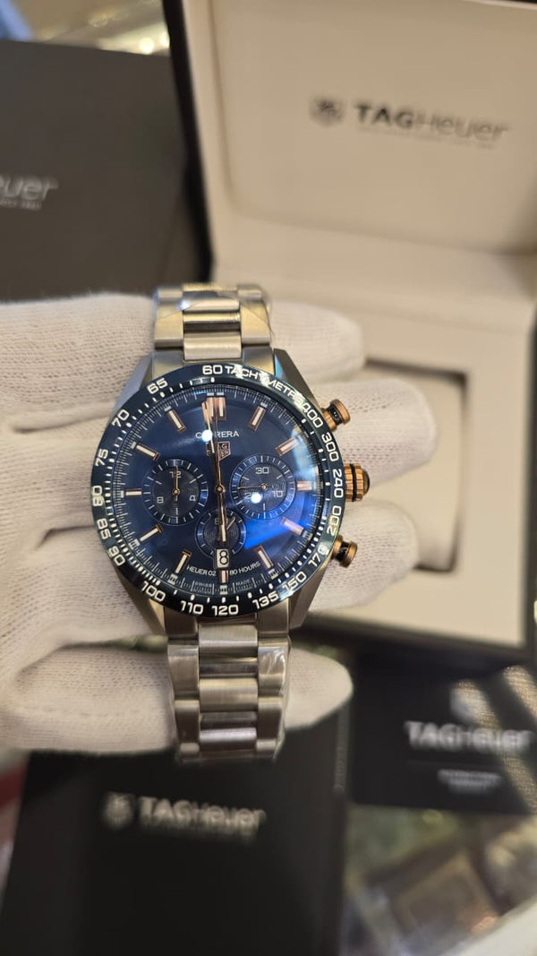 TAG Heuer Carrera Chronograph Calibre Heuer 02 - Blue Dial Steel Bracelet